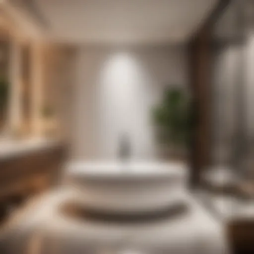 Modern bathroom with deep tub and minimalist design