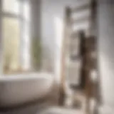 Elegant towel ladder in modern bathroom