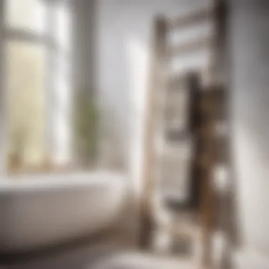 Elegant towel ladder in modern bathroom