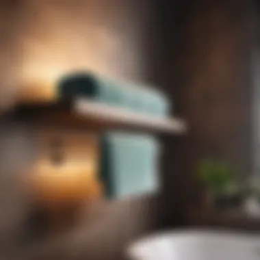 Space-saving floating shelves for towels