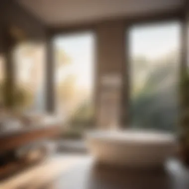 Ventilation-Focused Window Style Spacious bathroom with tall narrow window for ventilation