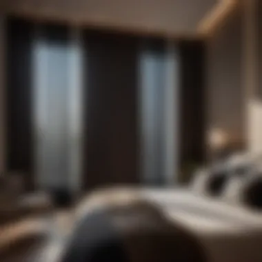 Elegant blackout blinds in modern bedroom