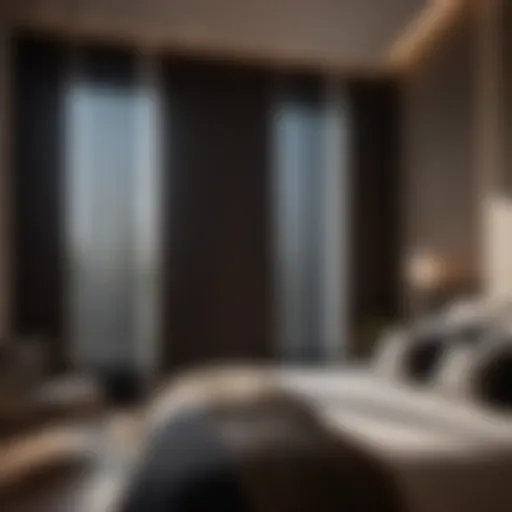Elegant blackout blinds in modern bedroom