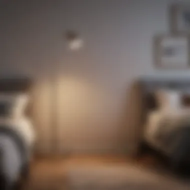 Adjustable Floor Lamp Adjustable floor lamp illuminating cozy bedroom corner