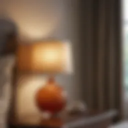 Elegant bedside lamp casting warm glow