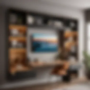 Multi-functional Wall Storage Unit Customizable wall-mounted storage unit with integrated desk