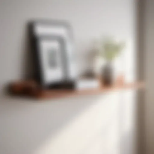Elegant floating wall shelf with decorative items