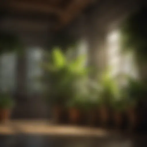 Thriving Indoor Greenery Lush green indoor plants thriving under grow lights