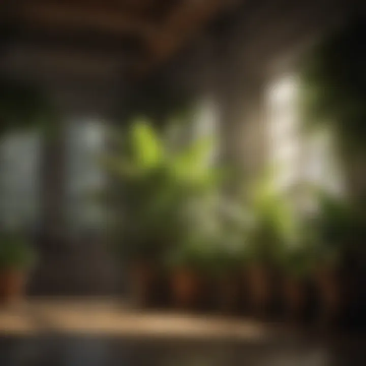 Thriving Indoor Greenery Lush green indoor plants thriving under grow lights