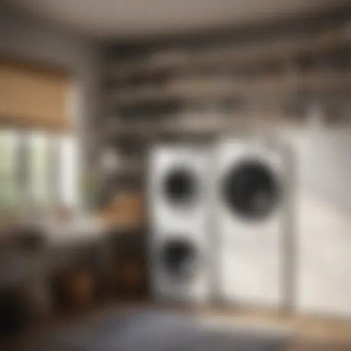 Stylish laundry room utility shelves showcasing organization and decor