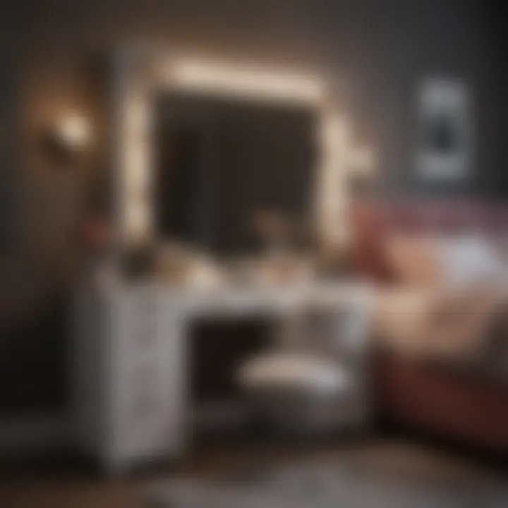 Functional Makeup Chair with Storage Functional makeup chair with storage options in a chic bedroom