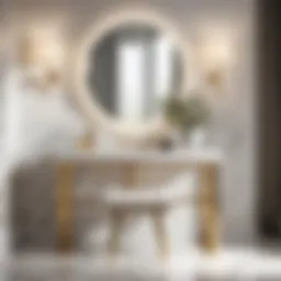 Elegantly designed vanity bench in white marble