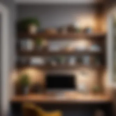 Creating a Cozy Workspace Floating wall-mounted shelves in cozy home office corner