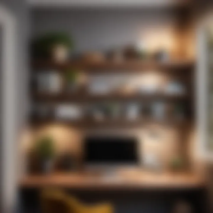 Creating a Cozy Workspace Floating wall-mounted shelves in cozy home office corner