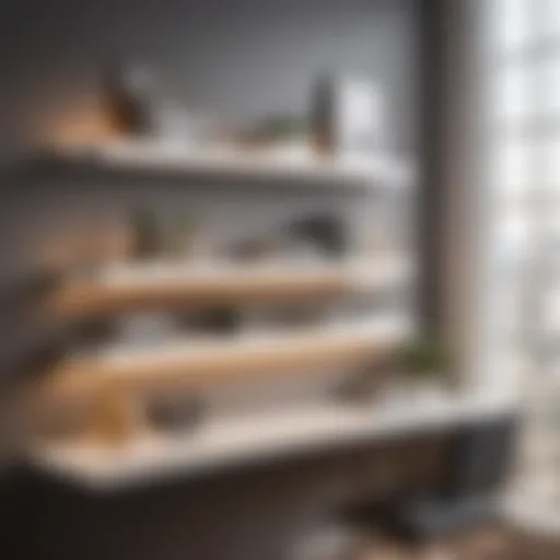Sleek and Functional Design Minimalist wall-mounted shelf in modern home office