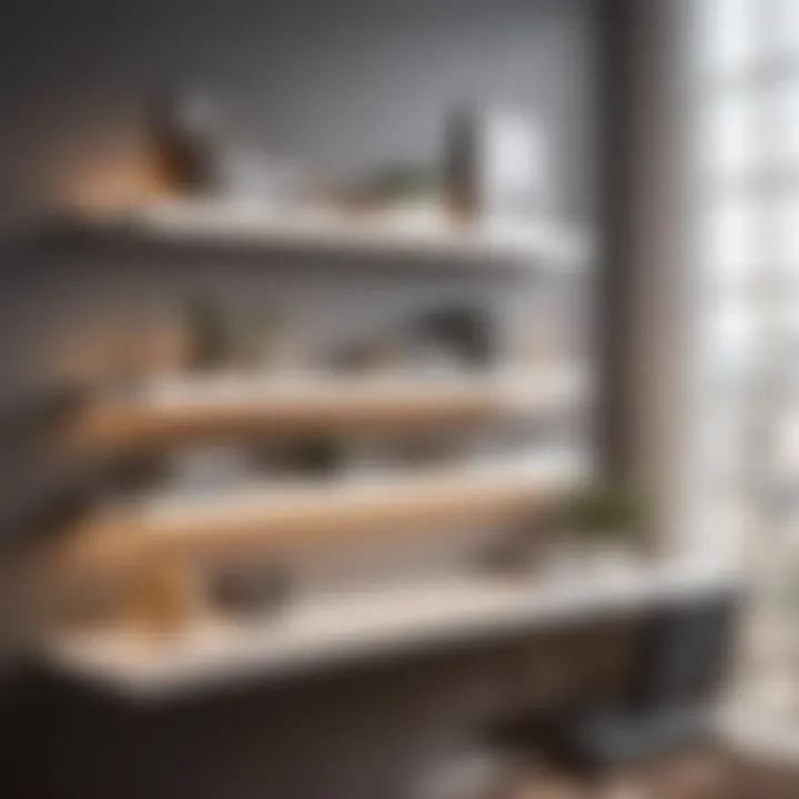 Sleek and Functional Design Minimalist wall-mounted shelf in modern home office