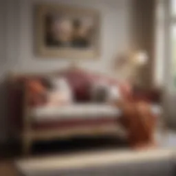 Elegant day bed setup in a guest room