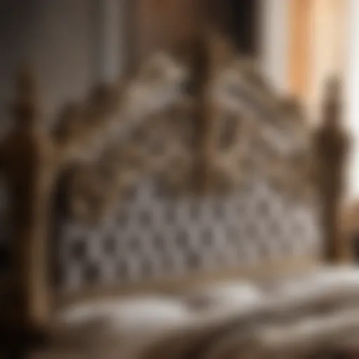 Opulent Bed Frame Detail Opulent and intricate bed frame of the Acme Dresden bedroom set