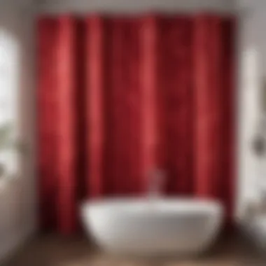 Elegant Red Shower Curtain with Floral Pattern
