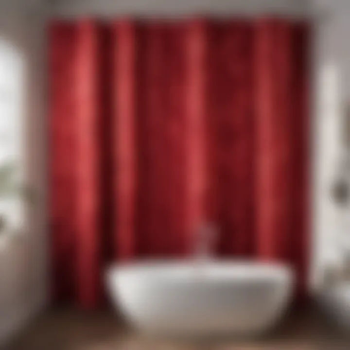 Elegant Red Shower Curtain with Floral Pattern