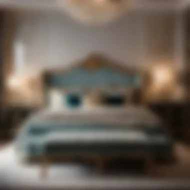 Custom king bedroom set featuring opulent velvet upholstery