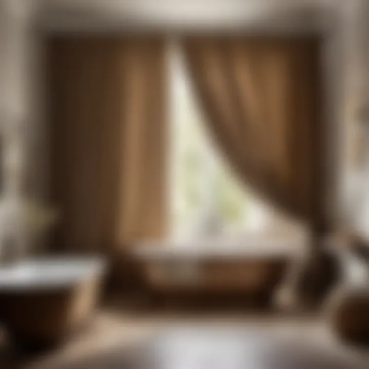 Natural Linen Curtain in Serene Earthy Hues Organic Linen Bathtub Curtain in Earthy Tones