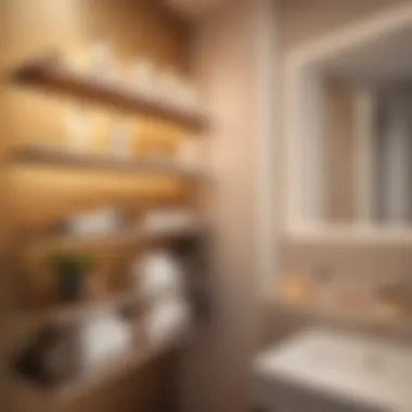Efficient Storage Arrangement Organized Bathroom Essentials on Wall Shelves