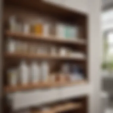 Optimized Bathroom Storage for Medicines and Toiletries Organized bathroom shelves with essential medicine supplies
