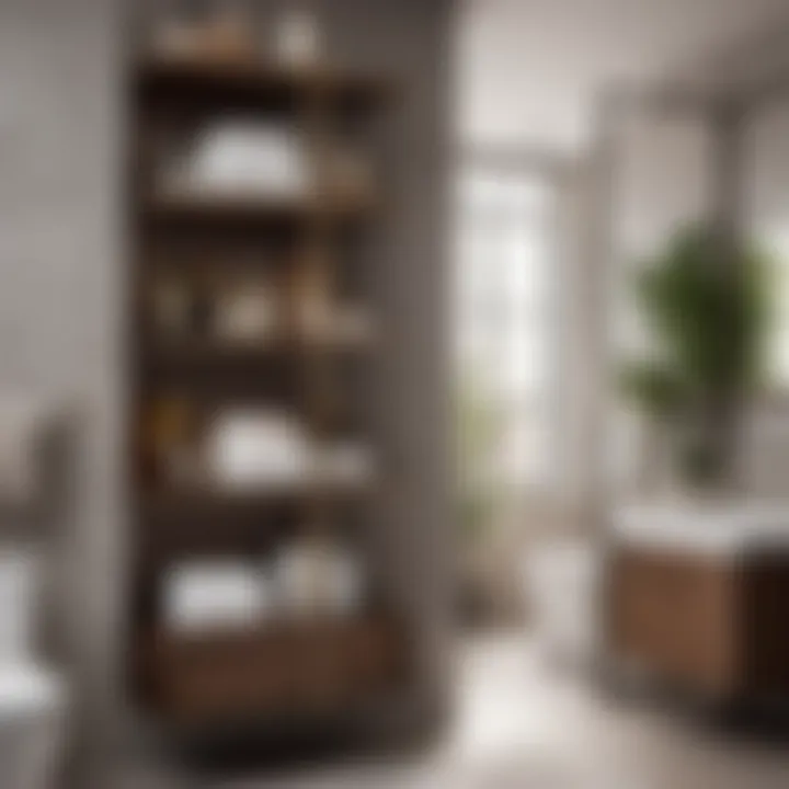Organized Bathroom with Standing Shelves