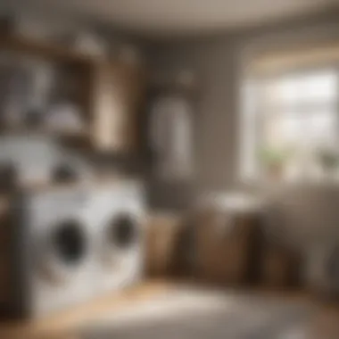 Organized Look with Rectangular Laundry Hamper Rectangular laundry hamper organized in a stylish laundry room