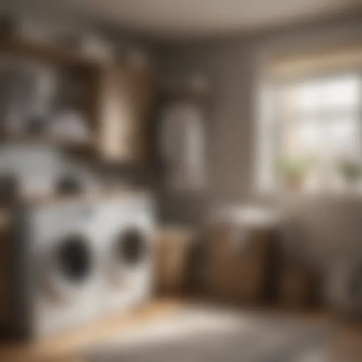 Organized Look with Rectangular Laundry Hamper Rectangular laundry hamper organized in a stylish laundry room