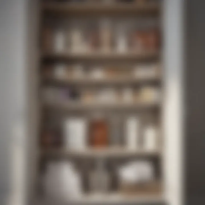 Neatly Arranged Bathroom Closet Organized bathroom closet with neatly arranged toiletries and accessories.