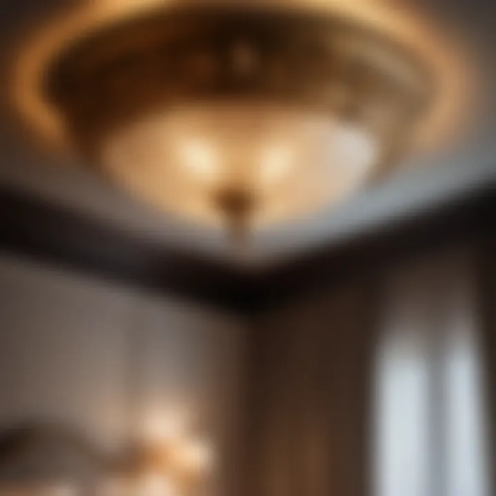 Ornate vintage ceiling light enhancing bedroom ambiance