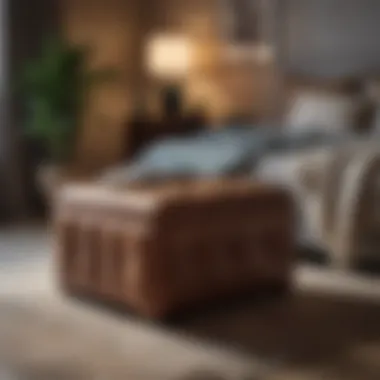 Warm and Inviting: Ottoman with Storage Cozy Ottoman with Storage in Scandinavian Inspired Bedroom