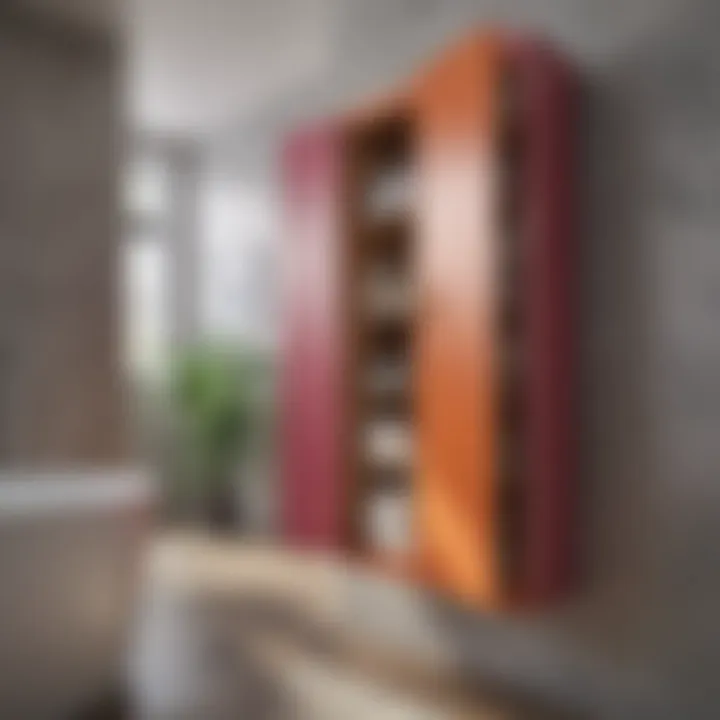 Colorful Over-the-Door Bathroom Storage Cabinet Colorful bathroom cabinet with unique design elements