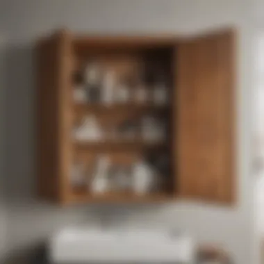 Wooden Over-the-Door Bathroom Storage Solution Stylish wooden cabinet designed for bathroom door installation