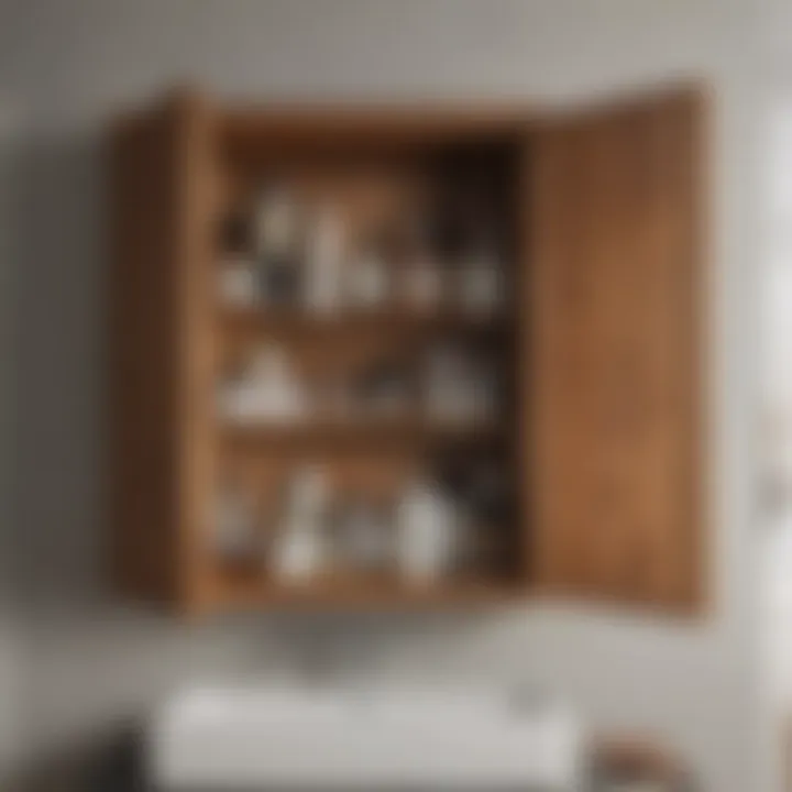 Wooden Over-the-Door Bathroom Storage Solution Stylish wooden cabinet designed for bathroom door installation