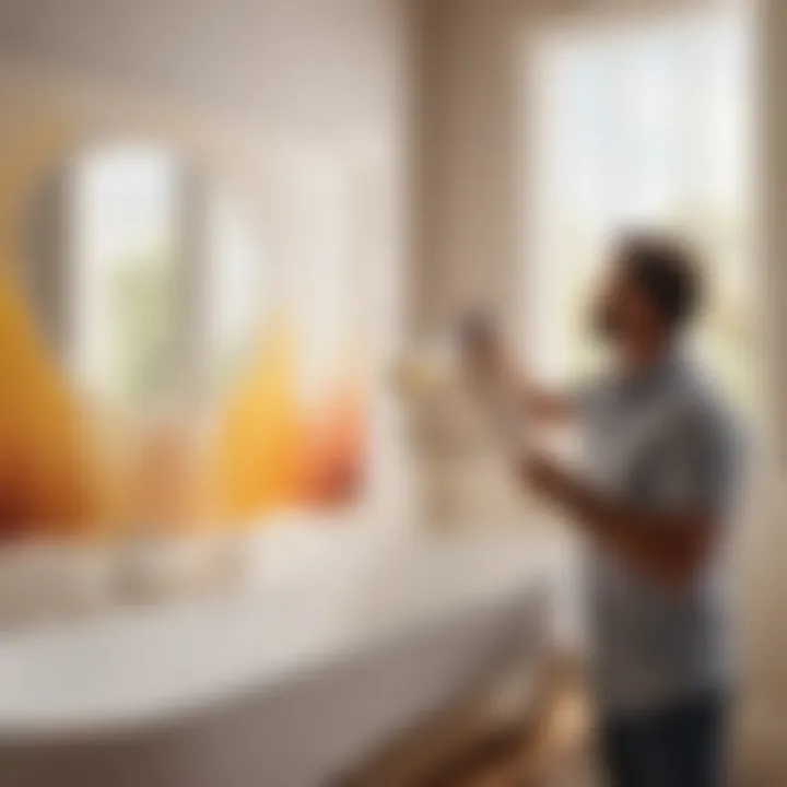 Painter applying high-quality bathroom paint