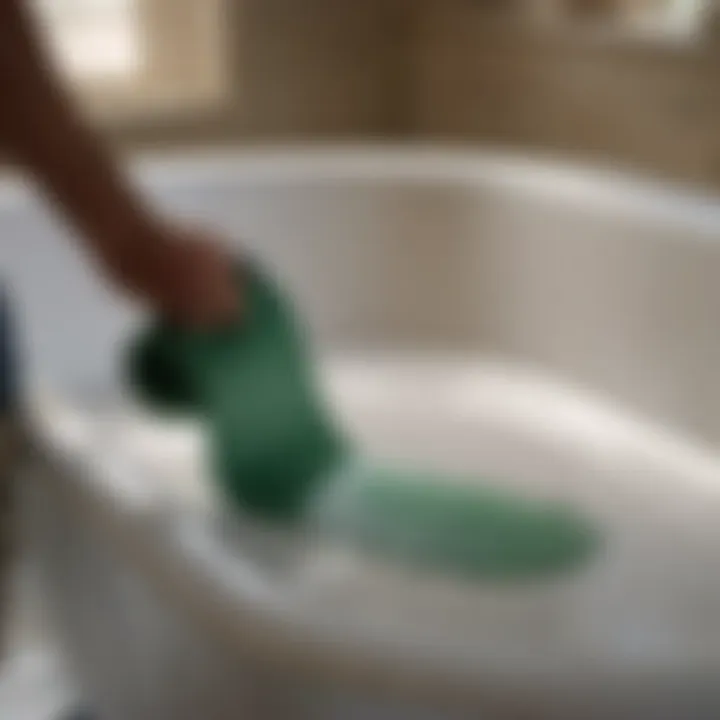 Painter Preparing Surface for Bathtub Painting