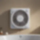 Close-up of Panasonic bath fan showcasing humidity sensor technology