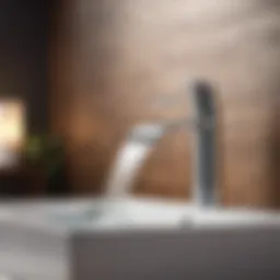 Elegant flow of water from Parlos waterfall widespread bathroom faucet