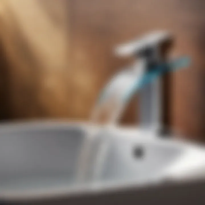 Innovative Spout Design Close-up of the innovative design of Parlos waterfall faucet spout