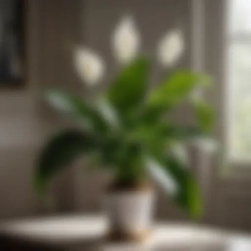 Green foliage of a Peace Lily plant