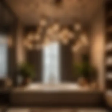 Multiple pendant lights creating a cozy ambiance in a bathroom