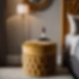 Elegant round velvet vanity stool in luxurious bedroom setting