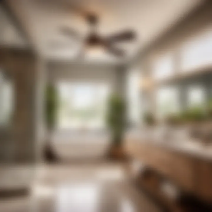Harmonious Bathroom Decor with Ceiling Fan and Light Harmonious Bathroom Decor with Ceiling Fan and Light