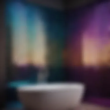 Luxurious glass tile with iridescent finish reflecting light