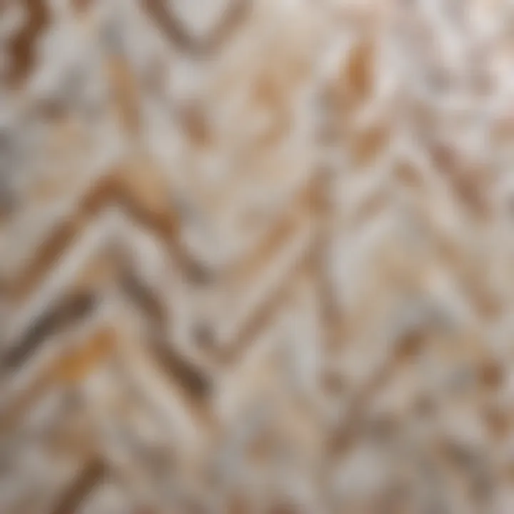 Elegant marble mosaic tile in a herringbone pattern