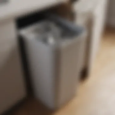 Compact yet stylish waste bin under a desk in a small bedroom