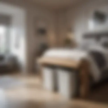 Innovative dual-compartment waste bin for recycling in a chic bedroom